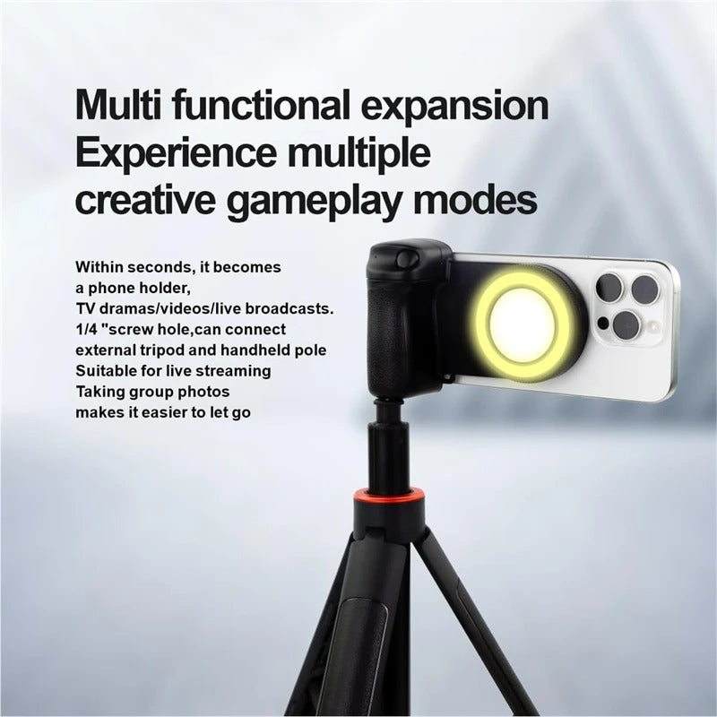 3-In-1 Magnetic Phone Grip & Mini Ring Light (Includes Remote)