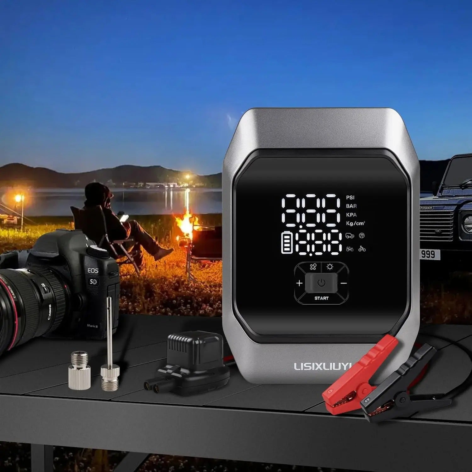 Advanced Portable Car Jump Starter with Air Compressor 160 PSI & 8000mAh Battery Booster