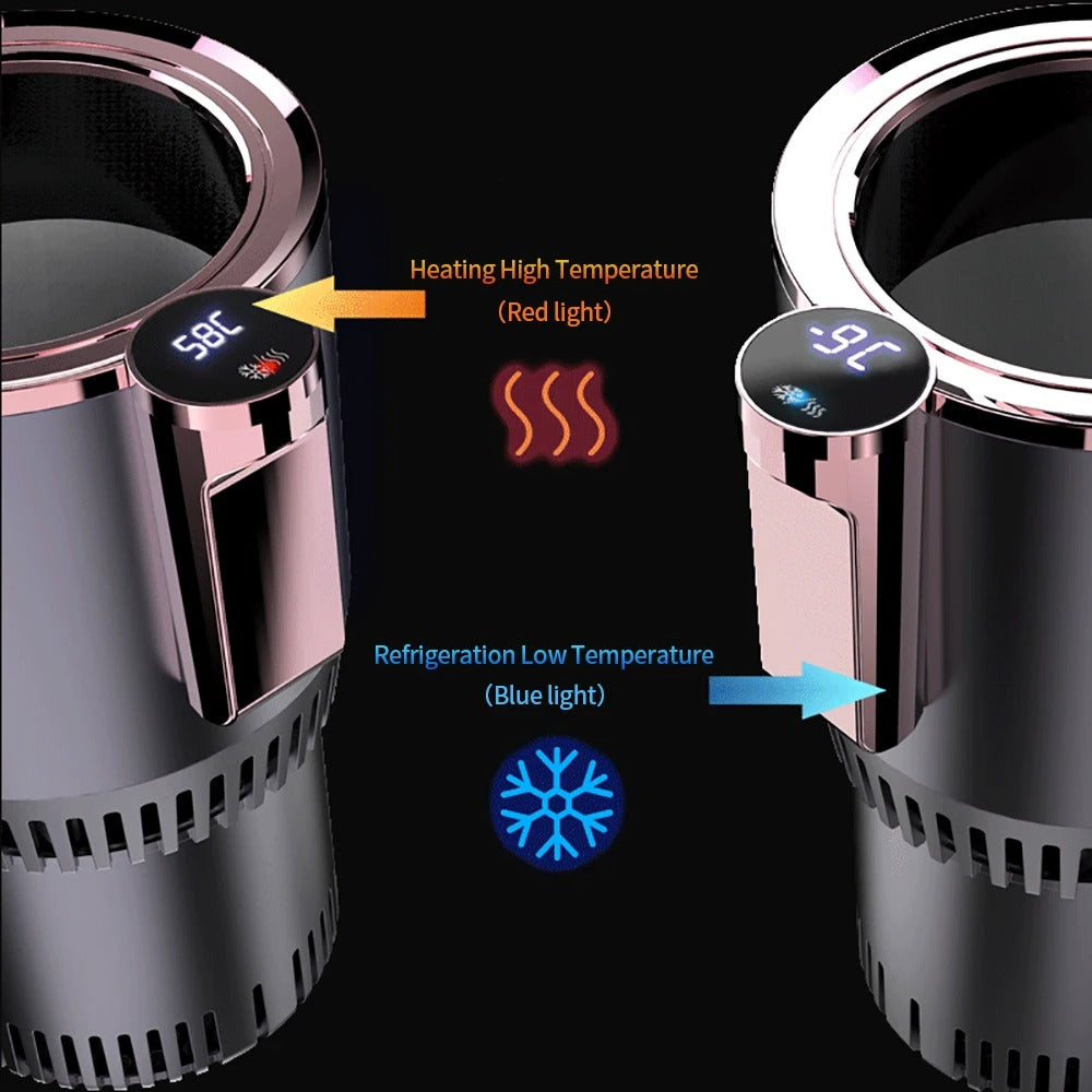 2-in-1 Car Cup Holder with Temperature Display – Fast Cooling & Heating for Drinks