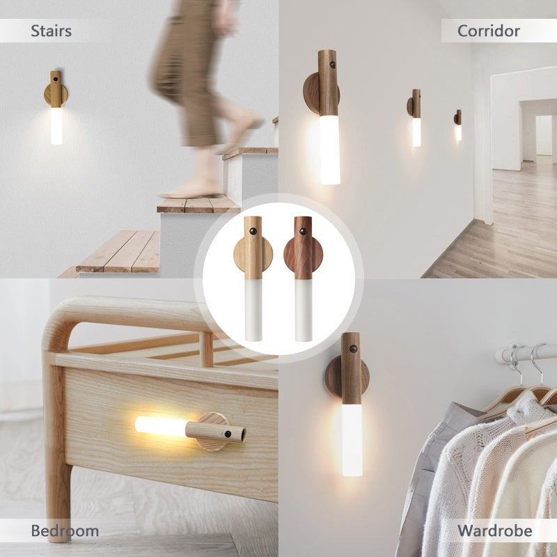 Smart Motion Sensor Night Light Portable USB Rechargeable Wireless Warm Cabinet Light Wardrobe Lamp