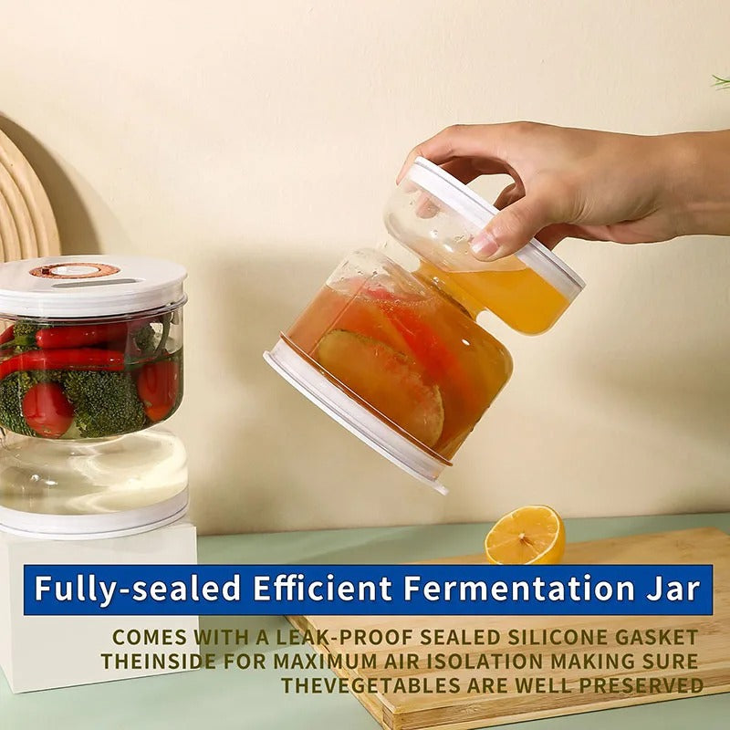 GeBe Sealed Pickle Jar With exhaust valve and timeline
