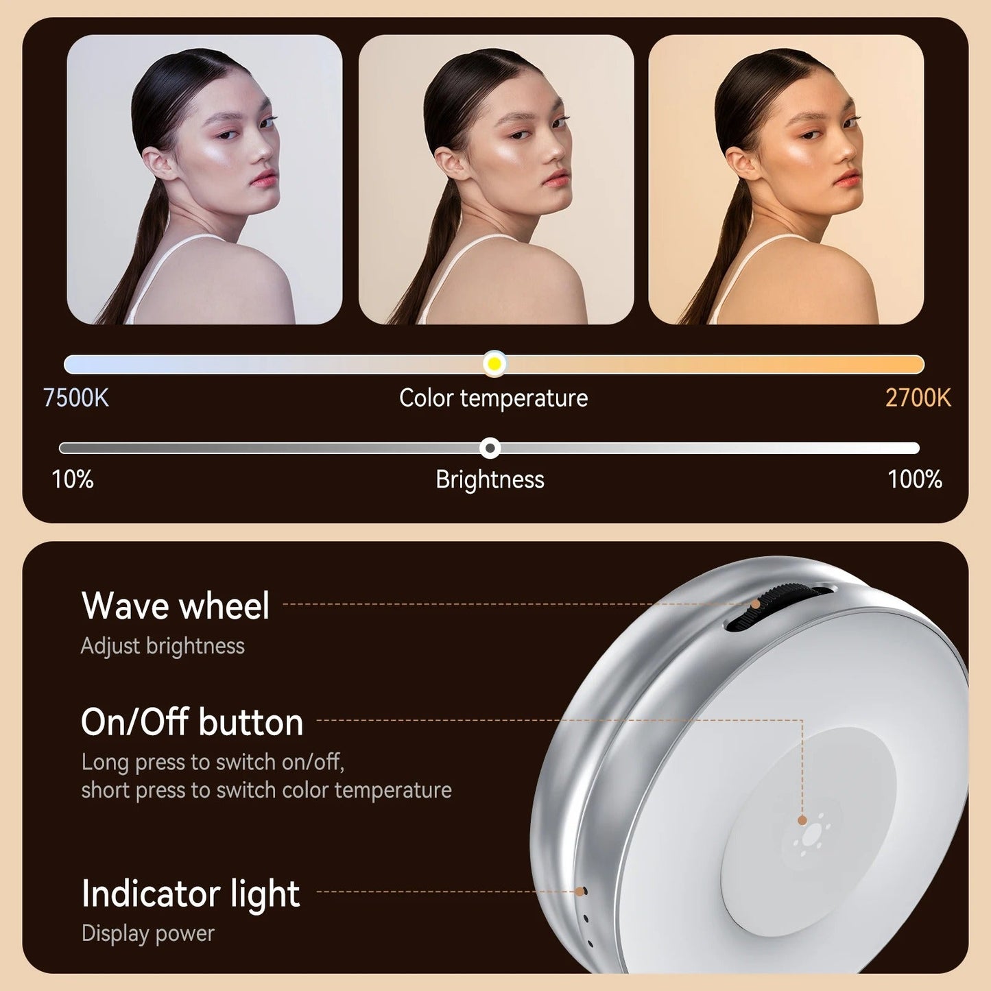 TELESIN Smartphone Magnetic Fill Light Mini Selfie Light 3 Modes