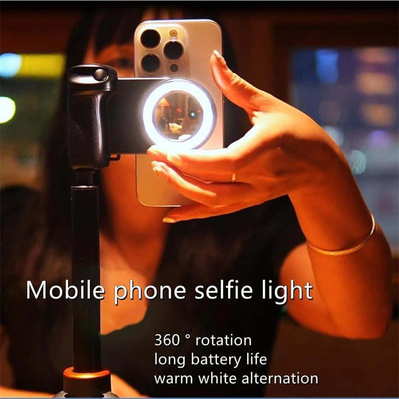 3-In-1 Magnetic Phone Grip & Mini Ring Light (Includes Remote)