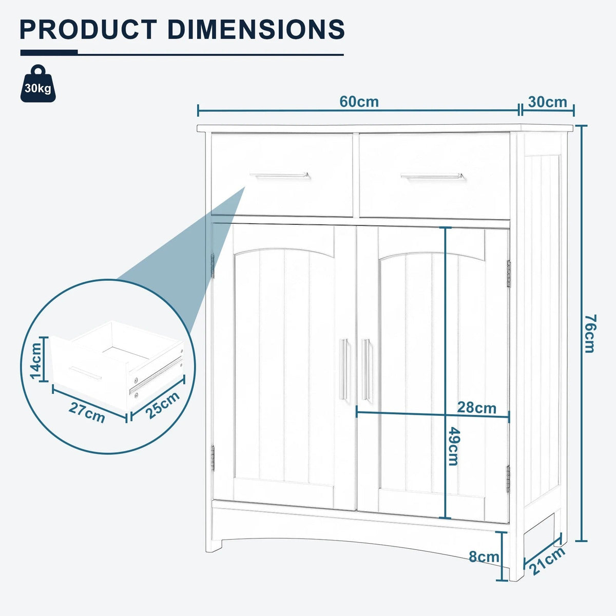 2 Drawers Bathroom Cabinet