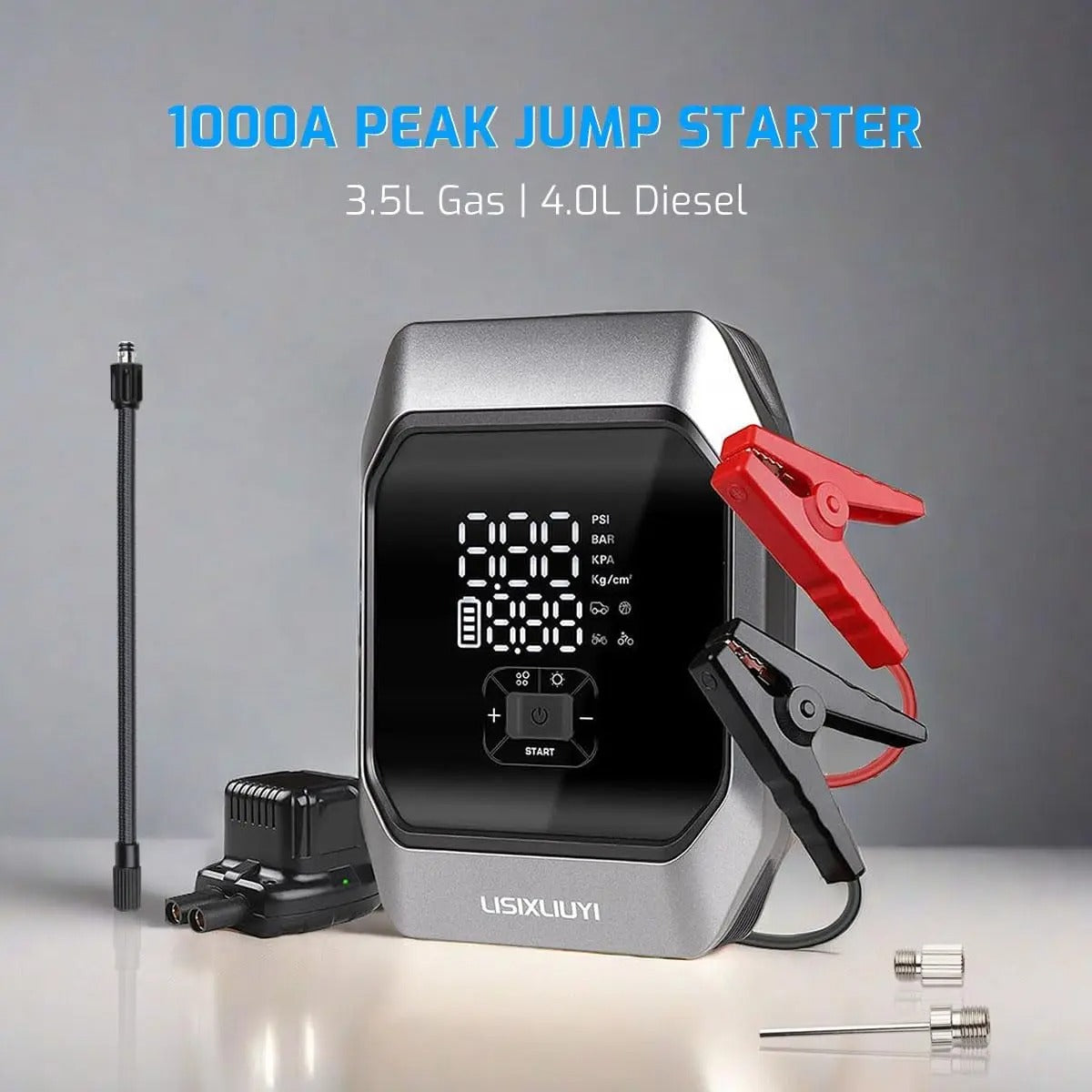 Advanced Portable Car Jump Starter with Air Compressor 160 PSI & 8000mAh Battery Booster