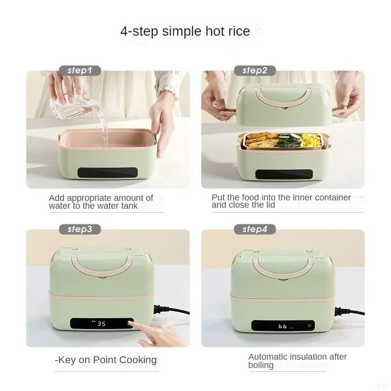 1.5L Electric Heating Lunch Box Double Layer Stainless Steel
