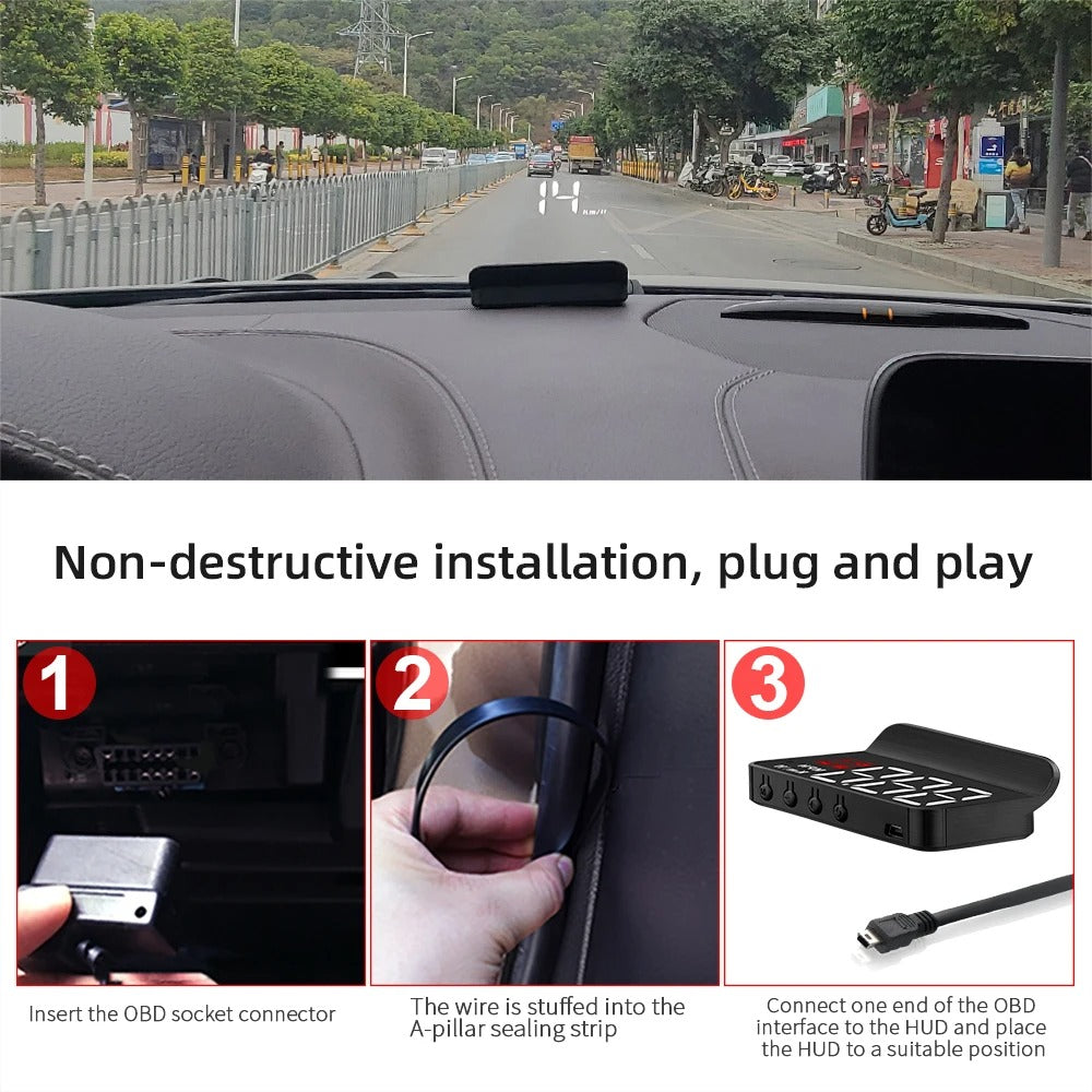 Projector Display Digital KMH MPH Car Speedometer Temperature Voltage Alarm