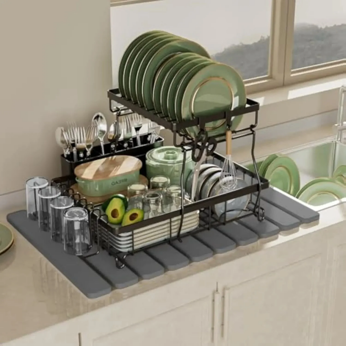 Luxury Foldable Stone Drying Mat Anti Slip Bathroom/Kitchen