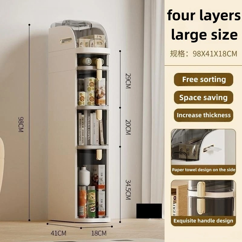 Bathroom Storage Cabinet 4 Layers Ultra Narrow