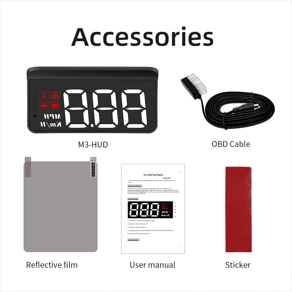 Projector Display Digital KMH MPH Car Speedometer Temperature Voltage Alarm