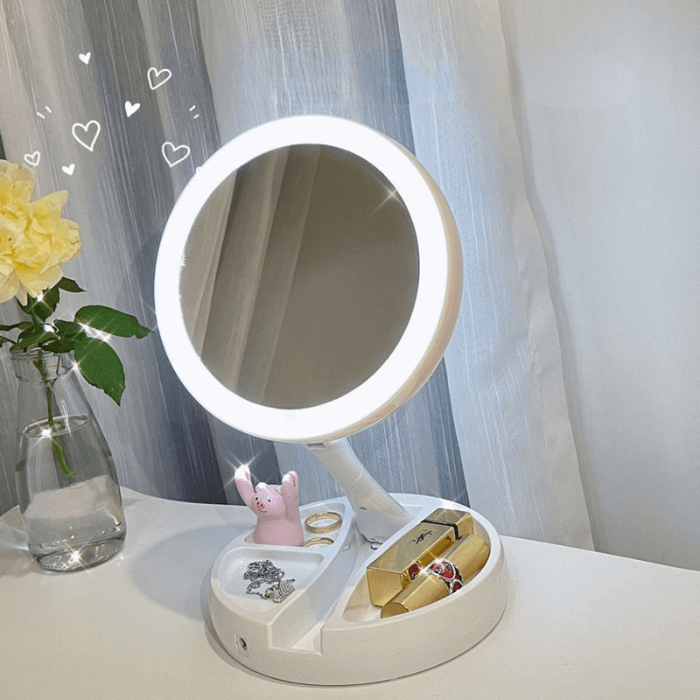 LED Make-up Mirror | Foldable, Portable & Rechargeable - Medaid International