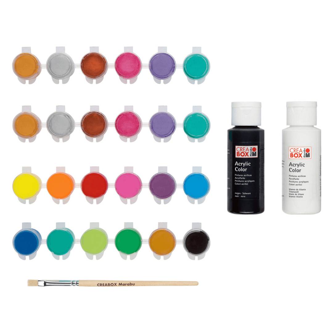 Marabu CREABOX Mini Acrylic Paint Set Basic + Metallic , 27 pieces