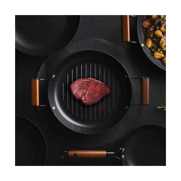 MasterPro, Round Grill Plate 28X38X5Cm Pressed Iron Odin - BGMP-3820