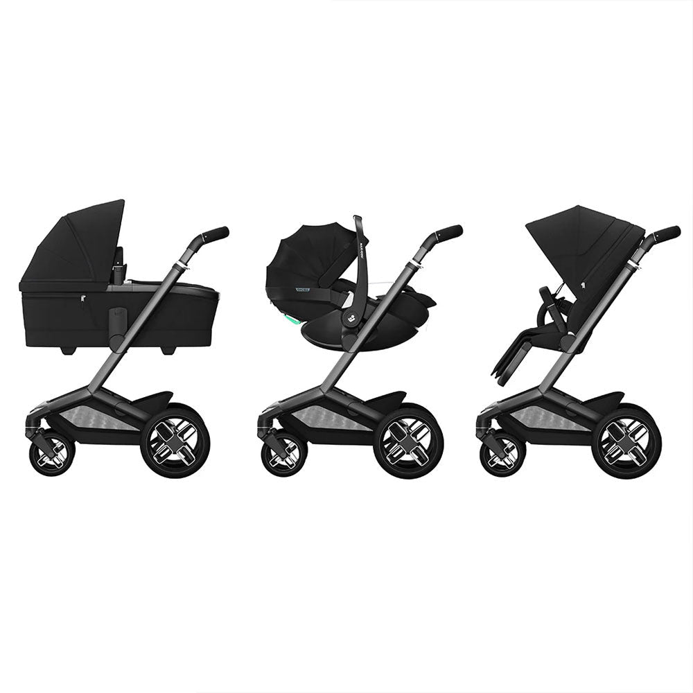 Maxi-Cosi - Fame (Twillic Black) - 4pcs Bundle Fame Stroller&Carrycot Pebble 360 Pro Car Seat - Familyfix 360 Pro i-size Base - Travel System