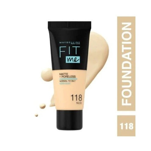 Maybelline New York Fit Me Matte + Poreless Foundation 118 Nude