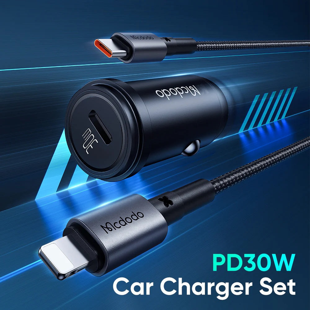 Mcdodo PD30W Fast Car Charger Kit (USB-C to Lightning)