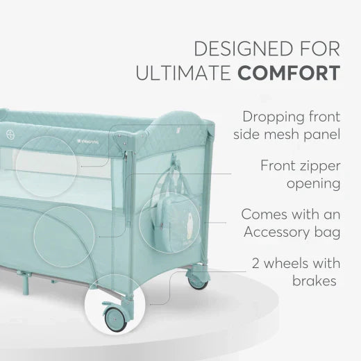 Kikkaboo - Baby Cot 2 Levels - Milky Way - Mint - 2023