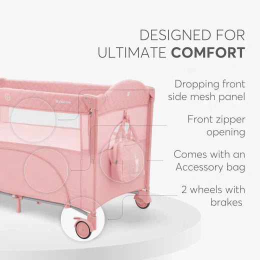 Kikkaboo - Baby Cot 2 Levels - Milky Way - Pink - 2023
