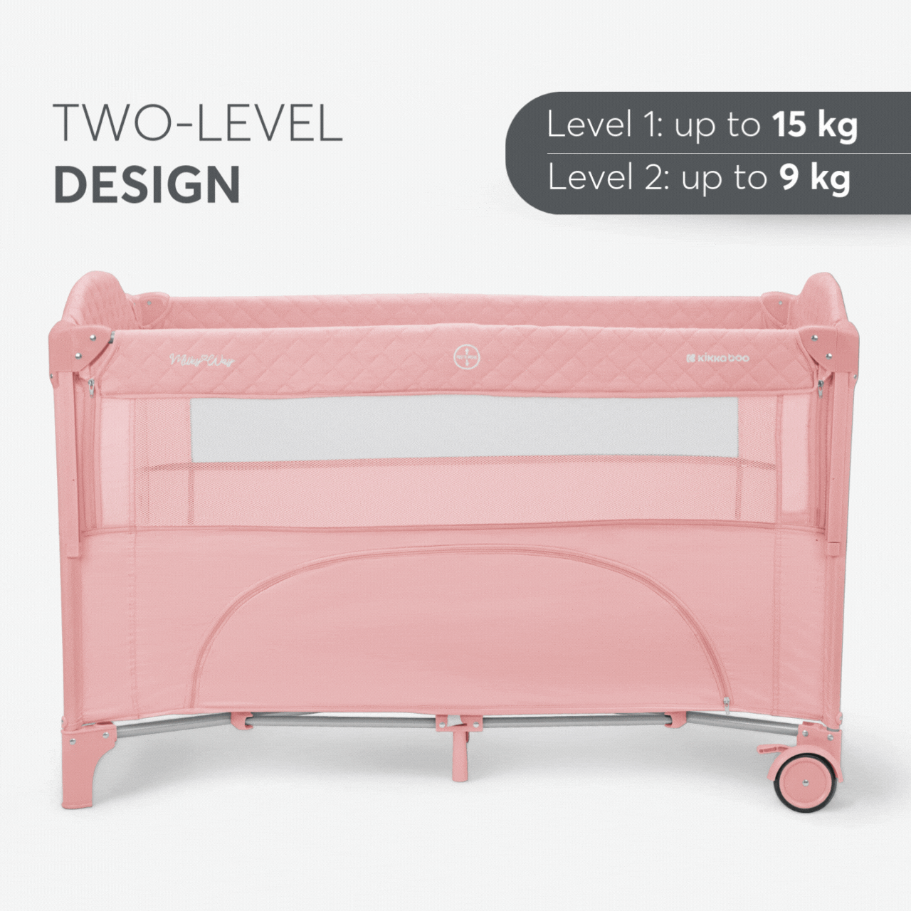 Kikkaboo - Baby Cot 2 Levels - Milky Way - Pink - 2023