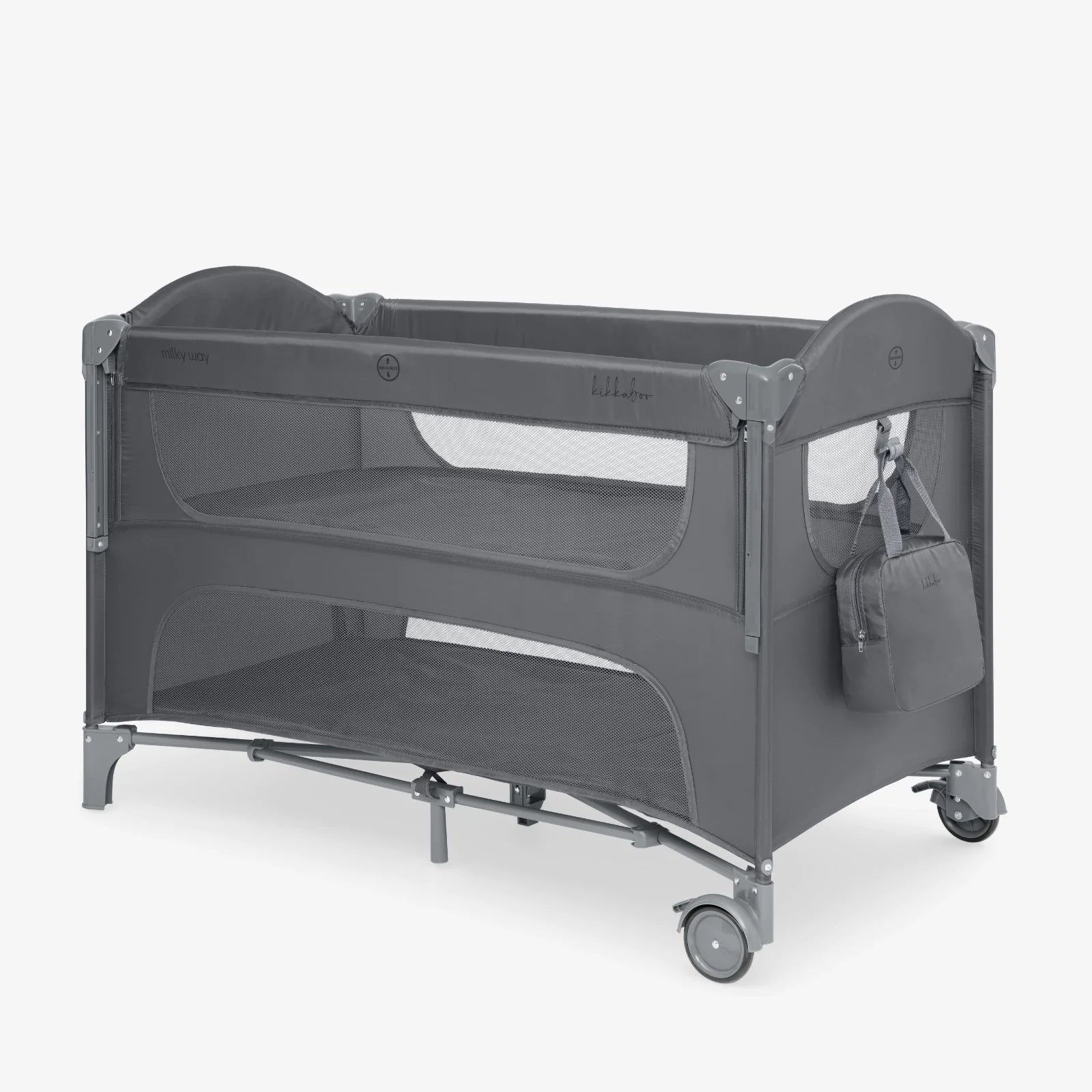 Kikkaboo - Baby Cot 2 Levels - Milky Way - Dark Grey
