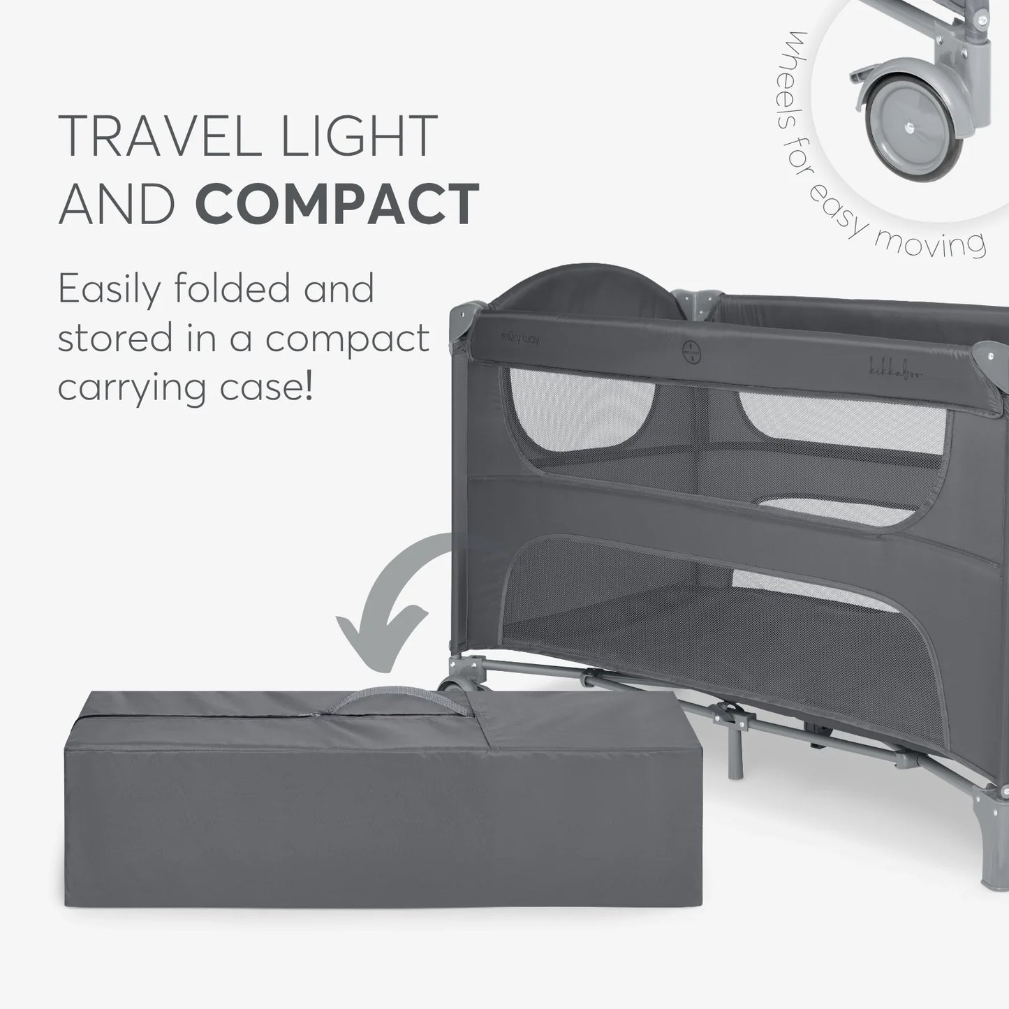 Kikkaboo - Baby Cot 2 Levels - Milky Way - Dark Grey