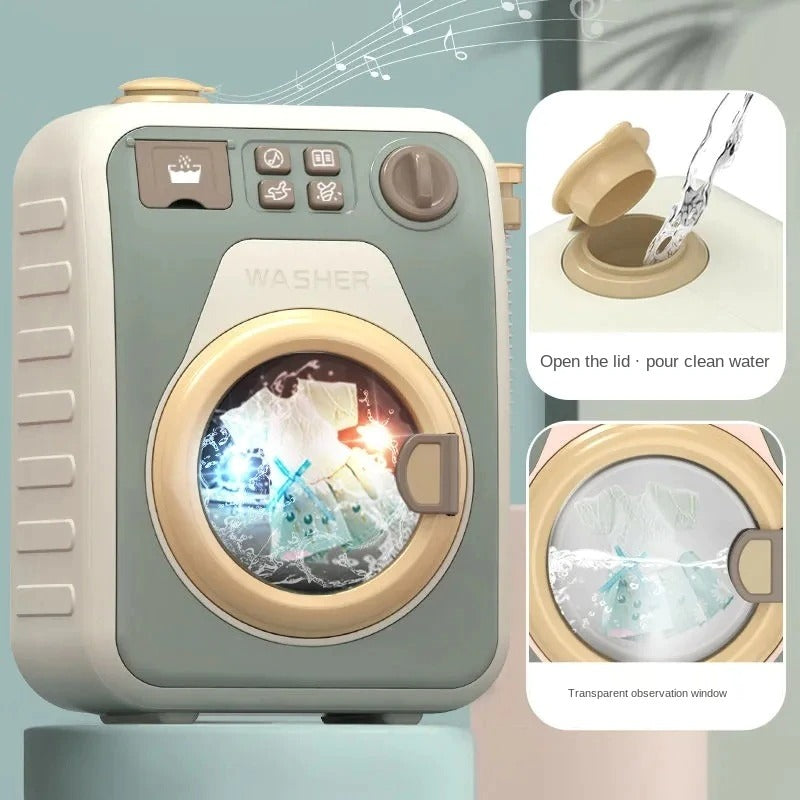 Childrens Electric Mini Washing Machine Toy Play House Doll Set Kids Toys