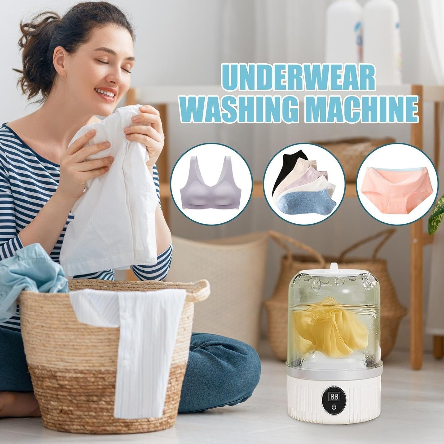 Cordless Mini Washer for Socks, Baby Clothes & More