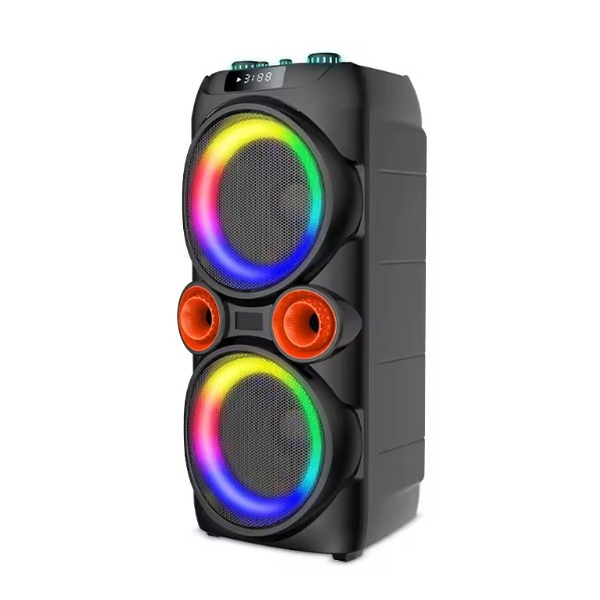 SING-E ZQS10218 Portable Wireless 60W Big Bass Outdoor Rgb Led Wireless Speaker Box Subwoofer 2 Microphones Party Speaker