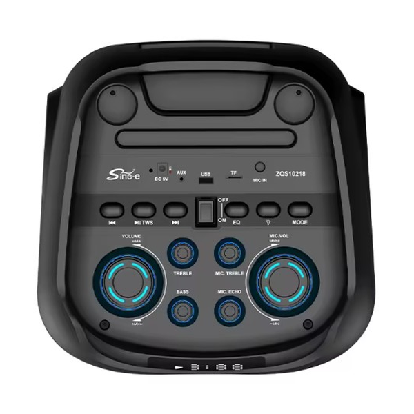 SING-E ZQS10218 Portable Wireless 60W Big Bass Outdoor Rgb Led Wireless Speaker Box Subwoofer 2 Microphones Party Speaker