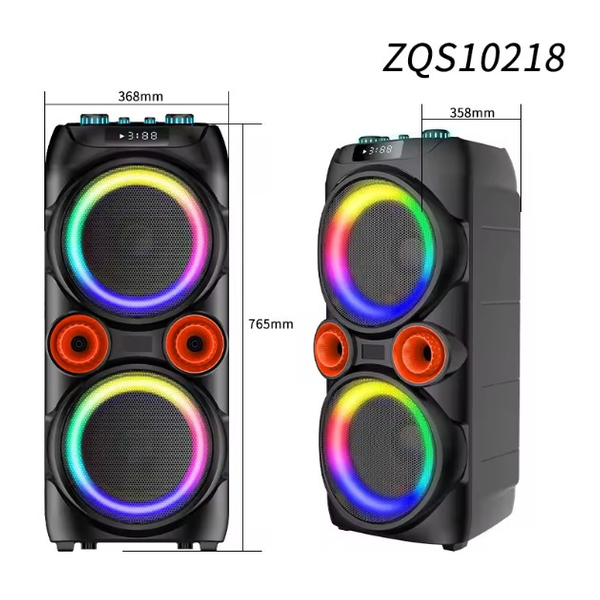 SING-E ZQS10218 Portable Wireless 60W Big Bass Outdoor Rgb Led Wireless Speaker Box Subwoofer 2 Microphones Party Speaker