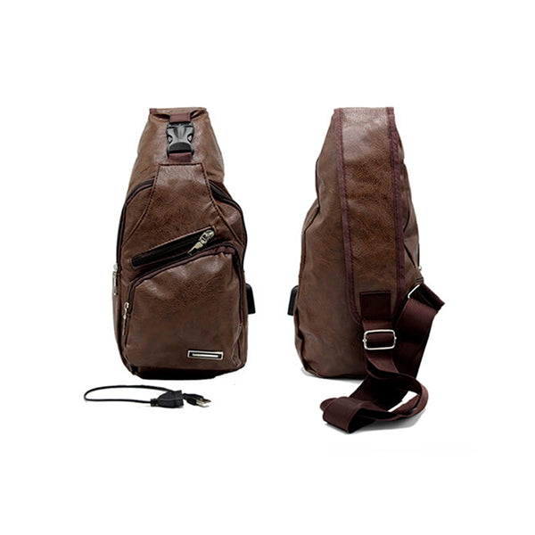 Cross Bag, Men's Fashion, Leather Material ABS Sports Outdoor Sling Shoulder Crossbody Chest Bag for Young Men Portable - 14385