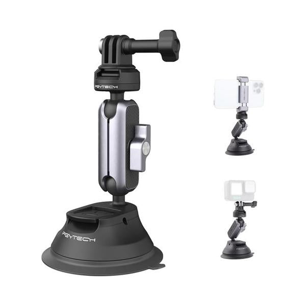 PGYTECH CapLock Suction Cup Car Mount Compatible with DJI OSMO Action 6/5 Pro/4/3, Gopro Hero 13/12/11/10, OSMO Pocket 3, Insta360 Ace Pro 2/X5/X4/ONE RS/R, Action Camera with 1/4"-20 Thread