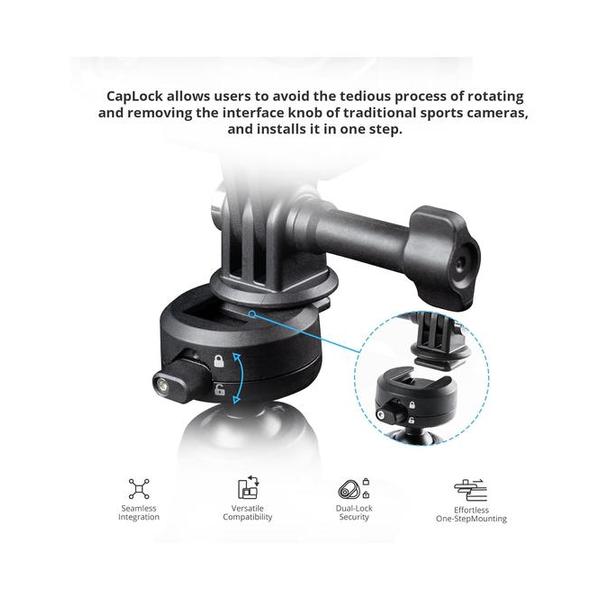 PGYTECH CapLock Suction Cup Car Mount Compatible with DJI OSMO Action 6/5 Pro/4/3, Gopro Hero 13/12/11/10, OSMO Pocket 3, Insta360 Ace Pro 2/X5/X4/ONE RS/R, Action Camera with 1/4"-20 Thread