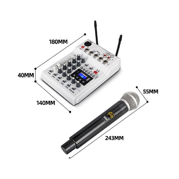 DJ Mixer 4 Channels Mixing Console Effects Processor with Sound Card - RMI688