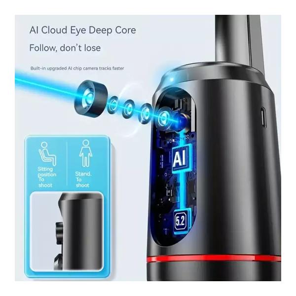 Face Tracking Q02 Selfie Stick Tripod, Auto Tracking 360 Rotation Gimbals Face Tracking Tripod Stand Wireless Remote Shot P02 Tracking Selfie Stick for Smartphone
