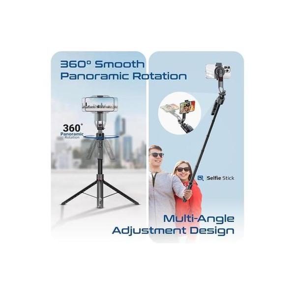 Promate TriPop-Ai 360° Ai Face Tracking Telescopic Selfie Stick with Auto Pop open Tripod Base