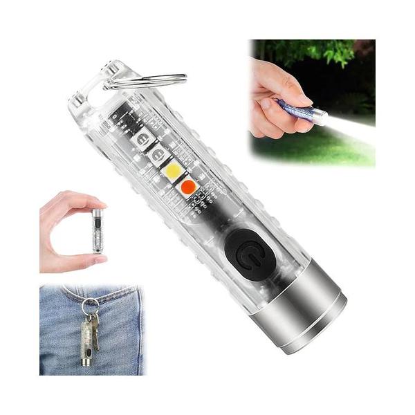 Extreme Bright Mini Torch Key Chain Light Type C Rechargeable LED Flashlight for Camping, Pocket Size EDC Keychain Emergency Light Powerful COB Lights