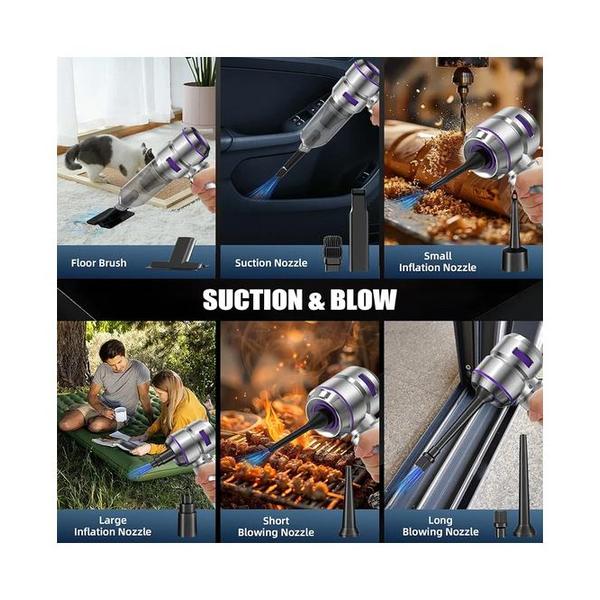 Powerful Digital Brushless Vacuum Cleaner 2 in 1 Blower and Vacuum Cleaner with Bag and Accessories Type-C Fast Charging Perfect for Cars and Pets and House Cleaning Tools
