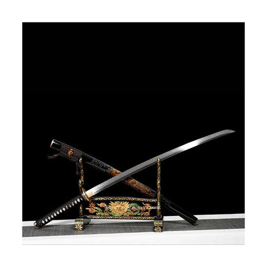 Japanese Hand Made Katana T10 Real Hamon Steel Tempered Clay with Copper Fittings