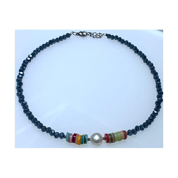 Crystal Beaded Choker Necklace for Women - CryvOLhNj