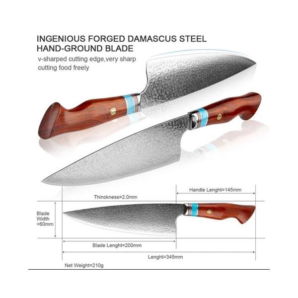 Premium Handmade Damascus Chef Knife 67 Layers with Wooden Gift Box Chef Knives Kitchen Knife Accessories Tools