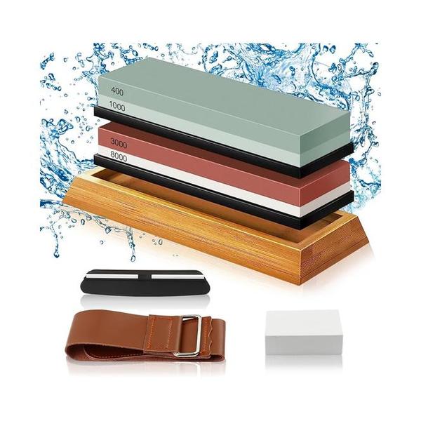 Premium Quality 8-in-1 Professional Knife Sharpening Stone Kit Full Set Sharpening Stones with Accessories Kitchen Suitable for Kitchen Knives, Pocket Knives, Hunting Knives, and Scissors.