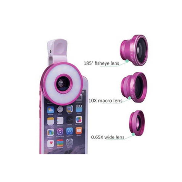 Multi Lens Phone Clip, for Photography Enthusiasts, Wide Angle Lens, Fish Eye Lens, Micro Lens, Phone Accessories - 13504