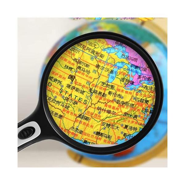 Magnifying 30X Handheld Magnifying Glass with 4 LED Light, Illuminated Lighted Magnifier,145mm Large Reading Magnifier for Macular Degeneration, Seniors Reading, Soldering, Ins Black Glasses loupe