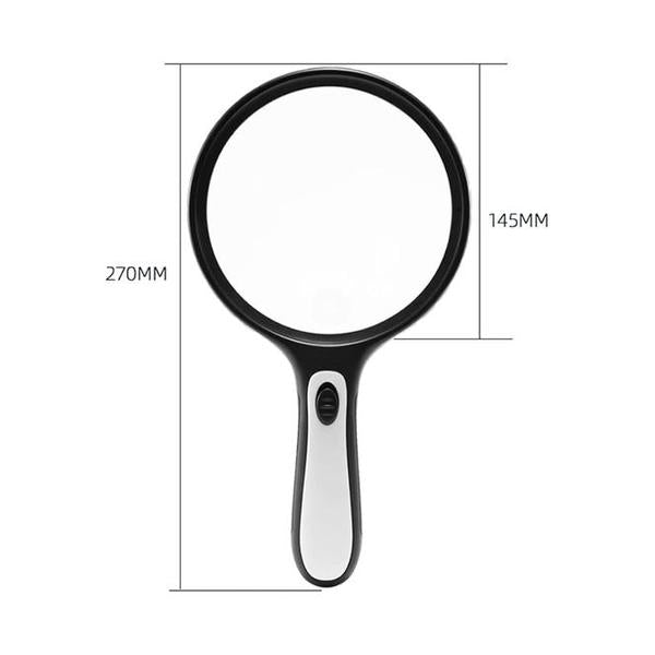 Magnifying 30X Handheld Magnifying Glass with 4 LED Light, Illuminated Lighted Magnifier,145mm Large Reading Magnifier for Macular Degeneration, Seniors Reading, Soldering, Ins Black Glasses loupe