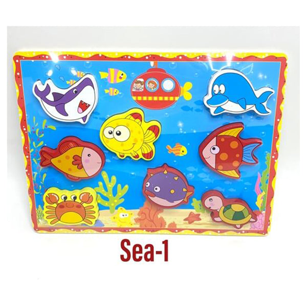 Kids Wood Puzzle, Puzzle For Kids, Suitable for Learning and Enjoying Different Shapes and Colors - Sea-1 - 15717-1