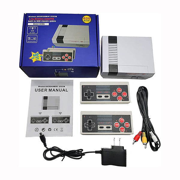 Retro Wireless Video Game Console Classic Handheld Mini PC Game Player Built in 620 Games Dual Controller AV TV Game Machine for Kids, Children, Adult