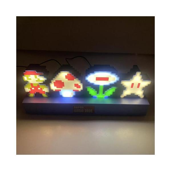 Super Mario Bros Icons Light, Sound Reactive Mode, Decorative Light Up Super Mario Figure Bedroom Accessories & Decor