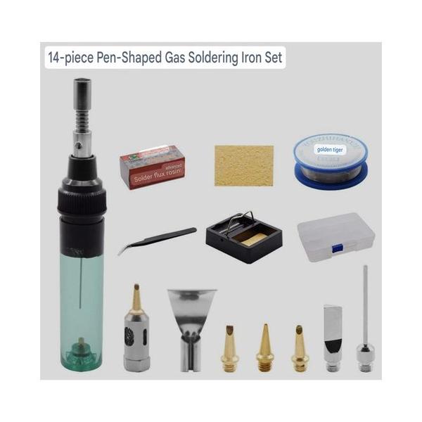 Powerful 14 in 1 Soldering Pen with Storage Box, 8ml Compact Portable Full Set Multi Functional Gas Soldering Iron, Hydropower Engineering for Electronic Repairing Truck Aviation Repairs