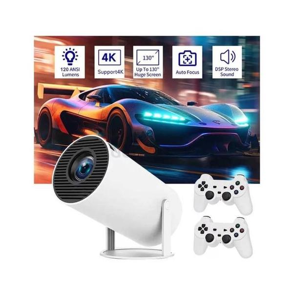 2-in-1 Gaming Projector with Professional Chip and 2.4G Wireless Connectivity with 2 Controllers + 3D Games